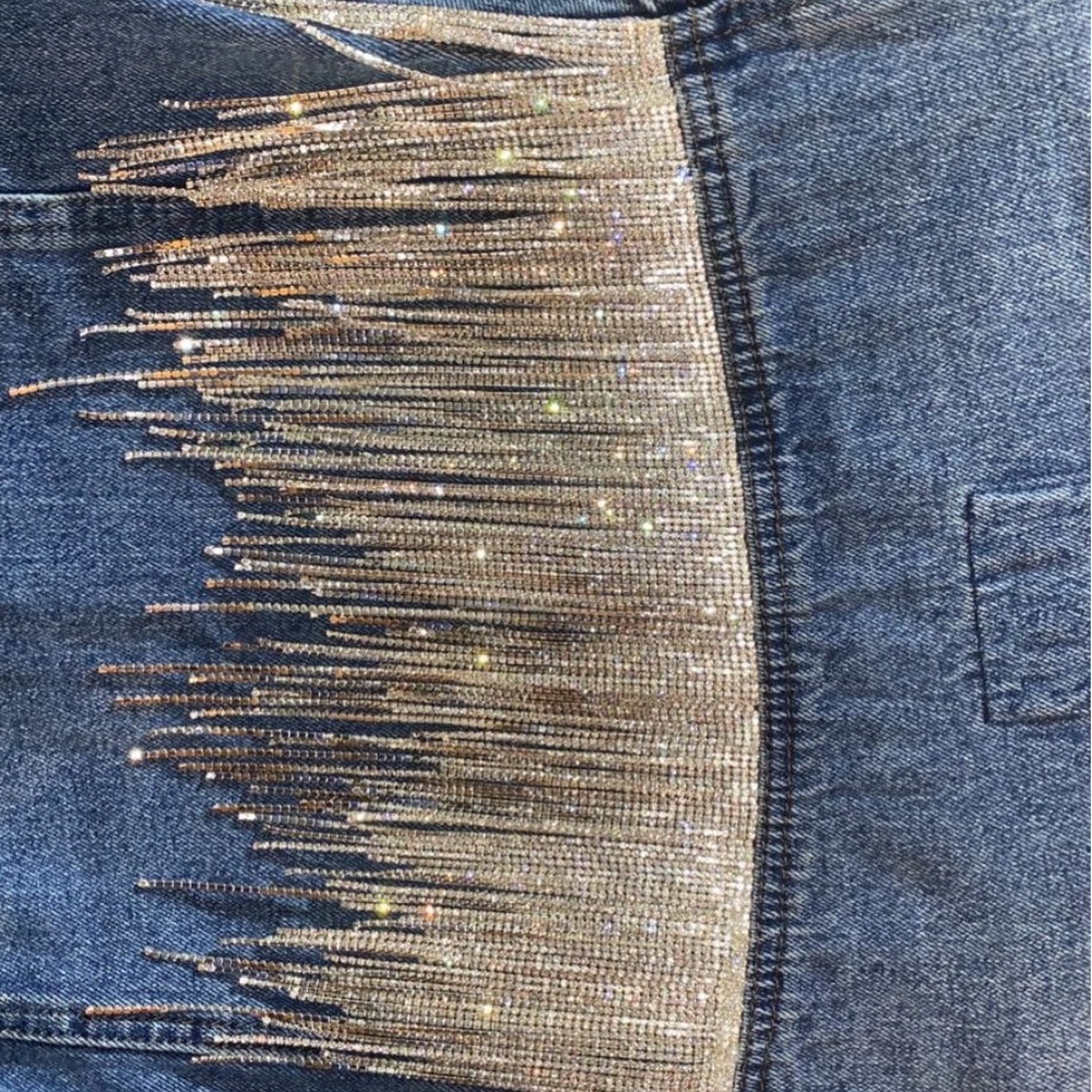 Customized Rhinestone Fringe Jean Jacket - Picture 6 of 6
